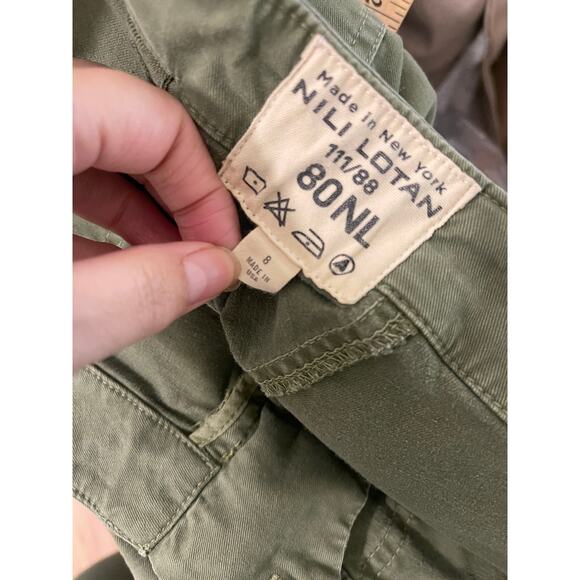 NEW! Nili Lotan 8 French Military Pants Slouchy Cropped Cargos Cotton Army Green - Picture 3 of 14
